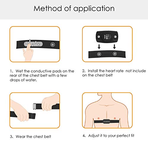 XUXIN Universal Replacement Heart Rate Monitor Soft Strap Adjustable Elastic Chest Mount Belt for Polar, Garmin, Wahoo - Thumbnail 3