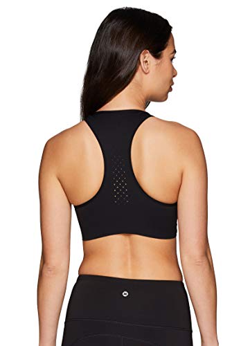 Rbx Active Women's Athletic Workout Racerback Molded Cups Quick Drying Ventilated Laser Back High Impact Sports Bra Laser Black S #TOP3