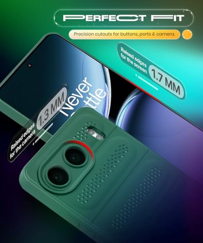 Image of WOW IMAGINE Ultimate Silicone Back Cover Case for 1+ OnePlus Nord 4 5G | Heat Dissipation Thin Soft TPU | 360 Camera Protection | Breathable Cooling Holes - Forest Green