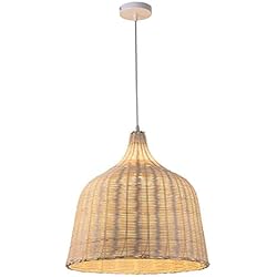 Lamparas Para Dormitorios Venta Lámpara colgante de mimbre, E27 Vintage Mano lámpara de ratán de bambú Sombra Colgante de luz de Techo para Restaurante salón Pasillo Dormitorio café iluminación Bambú Natural Y Rattan Araña de luces