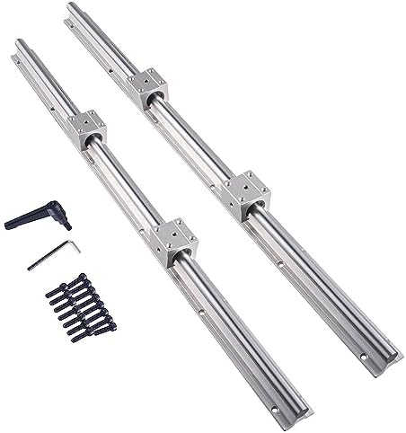 Linear Rail SBR12 1000mm 2PCS Fully Supported Linear Rail Shaft Rod with 4PCS SBR12UU Blocks Bearing for Automated Machines DIY CNC Routers Lathes Mills