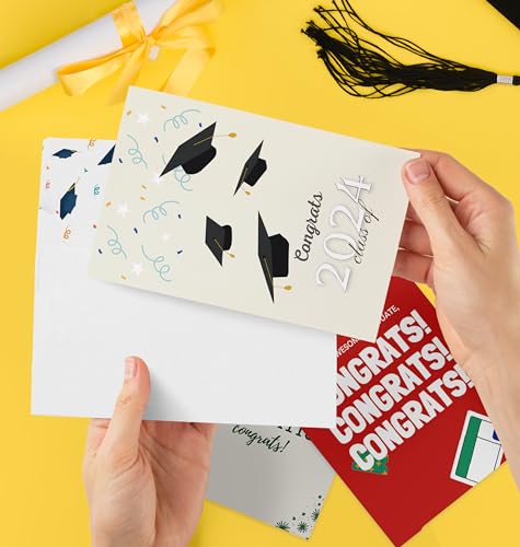 Graduation Cards 2024, 36 Pack Grad Gift Greeting Cards with Self-adhesive Envelopes, 12 Unique Designs Graduation Cards Bulk for College & High School Graduation Party