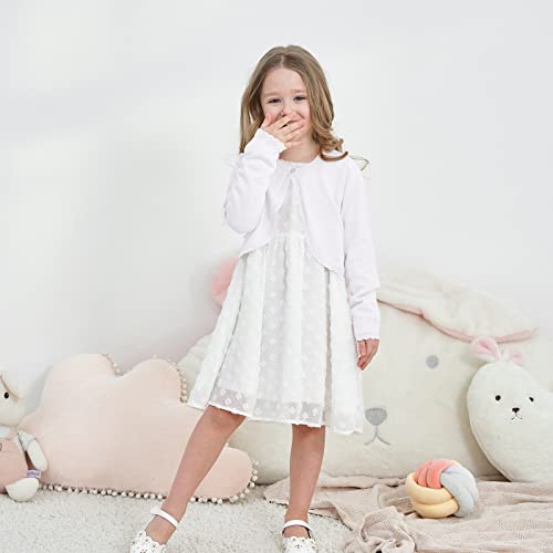 Image of Girls Cardigan Bolero Ruffle Open Front Button Cover-Up 3-12Y
