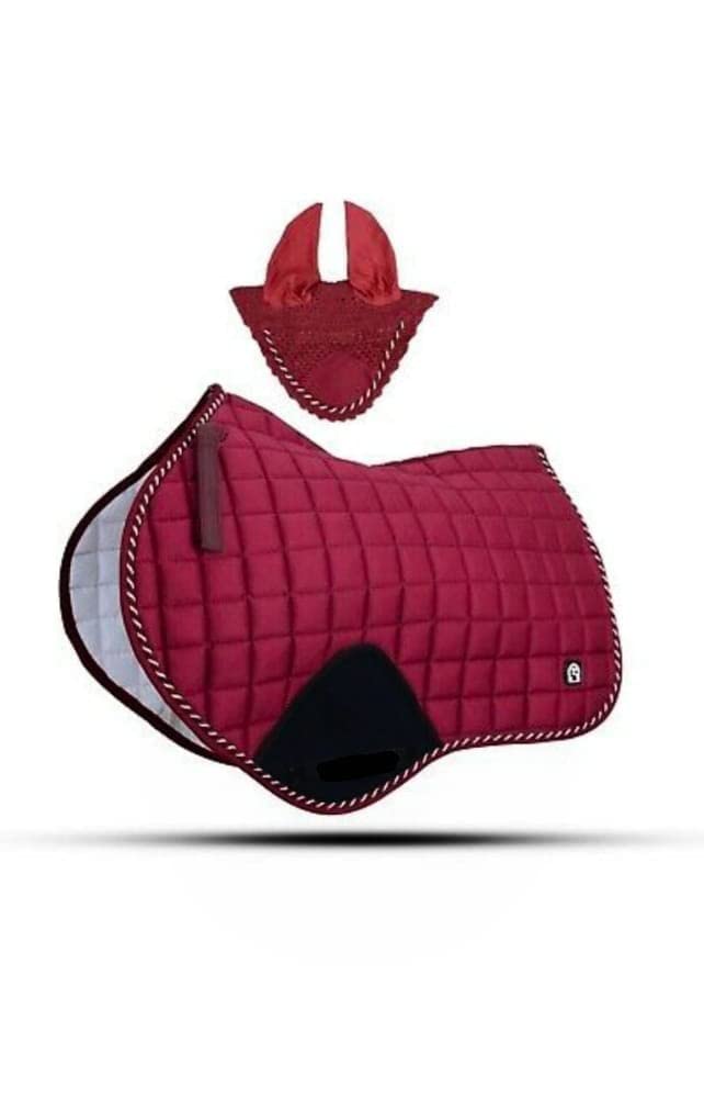 Numnah Horse Saddle Pad With Matching Ear Bonnet (Full Black)