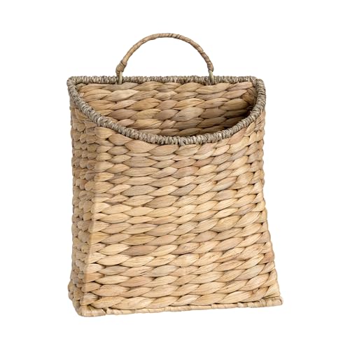 Felthrith Woven Hanging Basket Wicker Hanging Wall Baskets Decor Natural Water Hyacinth Front Door Basket Handmade Storage Basket for Garden Farmhouse Home Decorations