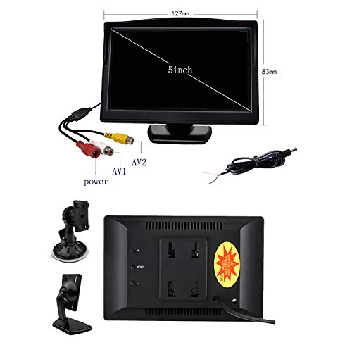 Padarsey 5 Inch Tft Lcd Car Color Rear View Monitor Screen For Parking Rear View Backup Camera With 2 Optional Bracket(Suckers Mount And Normal Adhesive Stand) #TOP4