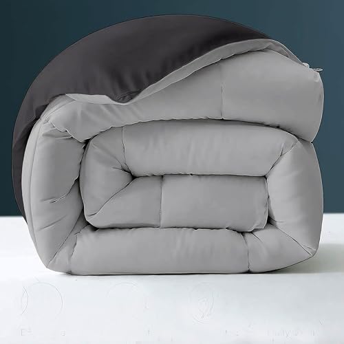 Image of Day Care - 400 GSM Hotel Quality-Down Alternative Reversible Comforter (90 inch x 90 inch Inches /228cm x 228cm) - Comforter Queen Size|Black /Silver