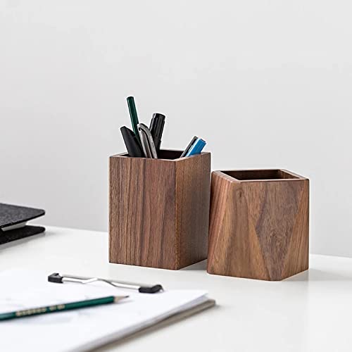 Walnut Wood Pen Holder, Wooden Pencil Holder Cups, Desktop Writing Stationary Organizer Office School Supplies Gifts #TOP5