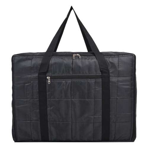 Image of Kuber Industries Jumbo Storage Bag with Handle & Zipper Closure | Parachute Underbed /Wardrobe Clothes Storage Organizer | Black