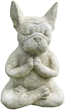 Qistubay French Bulldog Statue, Meditating Sitting French Bull Dog Decoration, Super Cute Yoga Pray Bull Dog Ornament for Garden Lawn Home Decor