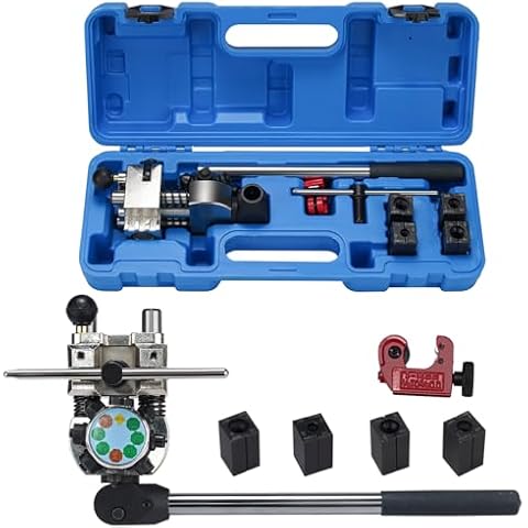 Handor Professional Brake Line Flaring Tool 45 Degree Set Single, Bubble, Double Flare Tool Kit for Steel, Copper Tube Cover