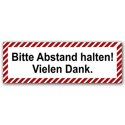 5 Stück Bitte Abstand halten Aufkleber 21x7,2 cm Sticker Diskretion Gebotszeichen mit UV Schutz Warnzeichen für Außen-und Innenbereich von STROBO