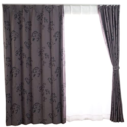 スミノエ(Suminoe) セミオーダーカーテン パープル 幅205cm ×丈165cm ディズニー ミッキー トウィッグリーフ 遮光1級 M1003