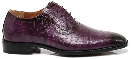 Image of Gator3N Men's Alligator Crocodile Print Oxfords Fashion Lace Up Dress Shoes