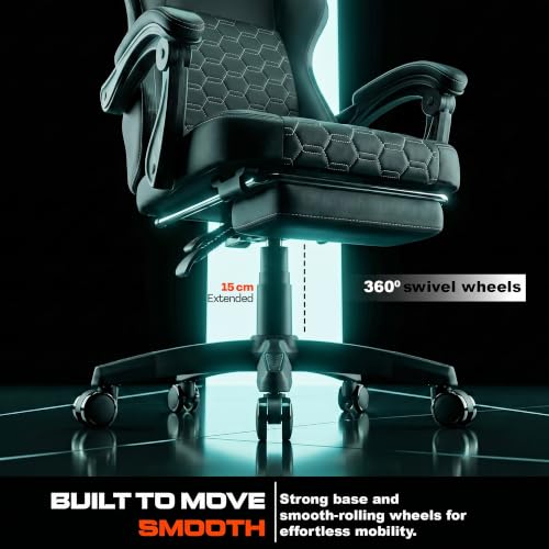 Image of DROGO Pulse Ergonomic Gaming Chair | High Back Office Computer Chair with Premium PU Leather, Adjustable Height & Linkage Armrest | Lumbar Support, 165 Recliner & Footrest | 1 Yr Warranty (Black)