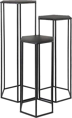 HOME DECO FACTORY Gigogne X3 Metal Noir Mobilier Table Bureau Console Sellette Meuble Entree, 60x30x26 cm