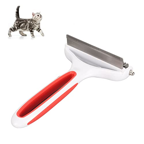 Pet Deshedding Brush 2 in 1 Deshedding Tool and Dematting Undercoat Rake Comb Removing Knots Pet Brush for Cats Dogs (Red)