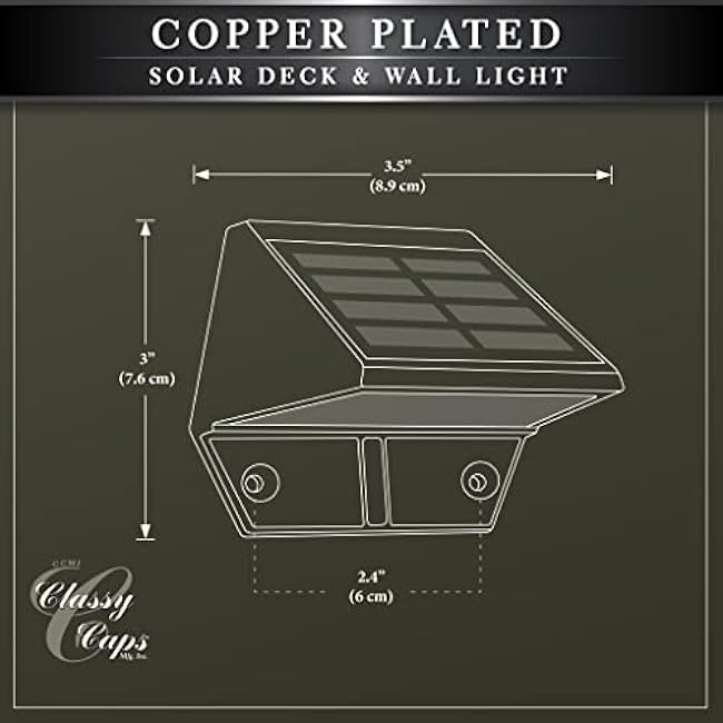Classy Caps Solar Deck & Wall Lights, Model SL177, Electroplated Copper - High Performance, Energy Efficient, Weather-Resistant, Outdoor Solar Lights, Durable Design, Easy Installation