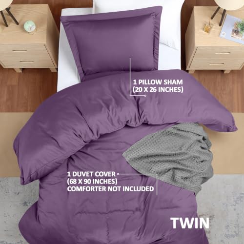 Image of Duvet Cover Twin /Twin XL, 2 PC Cotton Like Polyester, Eggplant