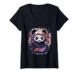 Mujer Lindo panda ninja con flores arte marcial floral bebé panera Camiseta...