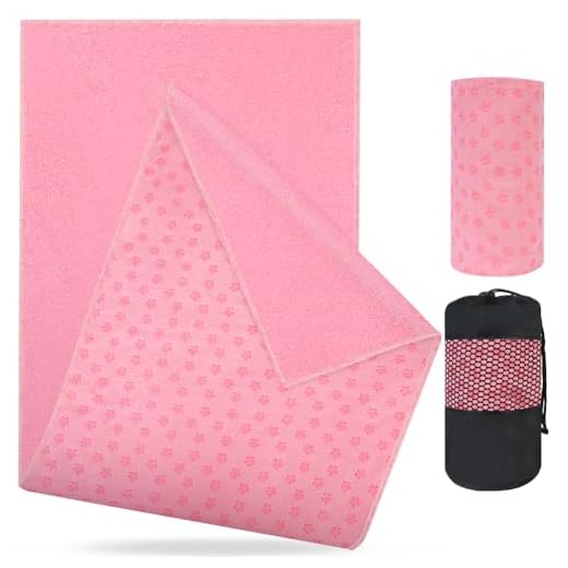 flintronic Toalla de Yoga Antideslizante, Toalla Microfibra Antideslizante, con on Bolsa de Transporte De Malla, Portátil Transpirable, para Hot Yoga Gimnasio Deportes Pilates - 63x183cm