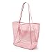 KALIDI - Borsa da spiaggia in rete, grande con chiusura lampo, tasca interna a tracolla, da donna, pieghevole, per la spesa, per spiaggia, famiglia, shopper da viaggio, 38 x 35 x 16 cm, Colore: rosa.