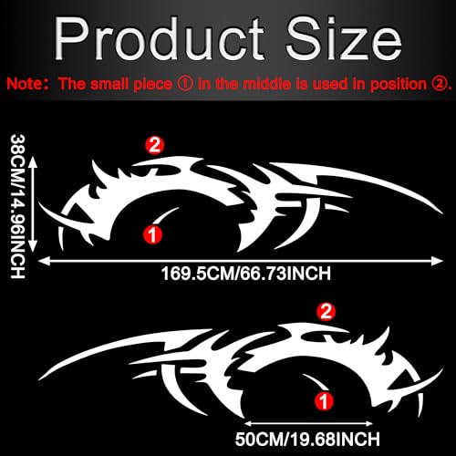 Image of TOMALL 2Pcs 66'' Flame Graphics Stickers Car Body Side Skirt Decals Racing Sport Stripe Decals for Car Universal Vinyl Waterproof Large Decal Decoration for Truck Off-Road Vehicles Accessories (White)