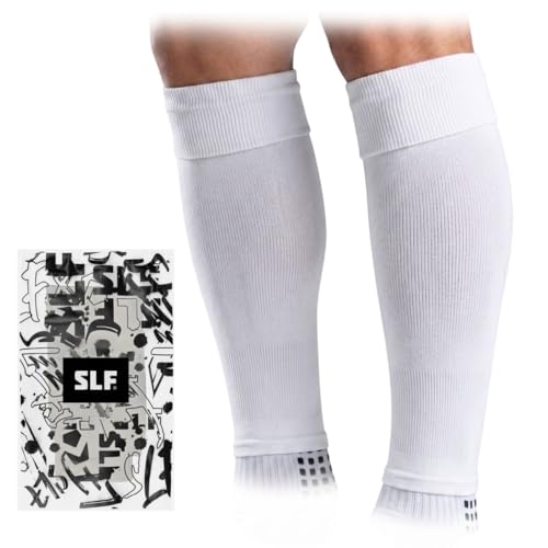 White Pre Cut Soccer Socks for Men, Soccer Sock Sleeves for Grip Socks, No Cut Needed, Clean Leg...