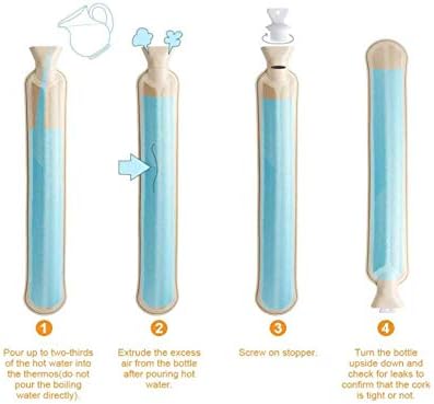 Long Hot Water Bottle, Big Hot Water Bottle Bed Warm Waist Warm Back Hot Water Bottle with Super Soft Fabric Knitted Cover 2L Pure Natural Rubber 72 cm for Back/Neck/Waist/ShoulderAnd Legs (Blue) - Image 4