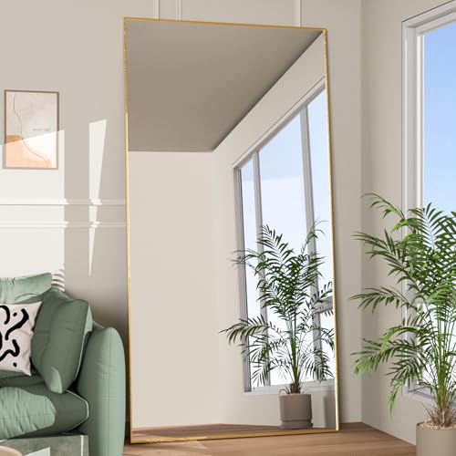 NEUWEABY Miroir sur Pied 193 x 86 cm, Miroir Pleine Longueur, Grand Miroir Mural avec Cadre en Aluminium, Miroirs Intégral Rectangulaire pour Chambre, Entrée, Salon,...