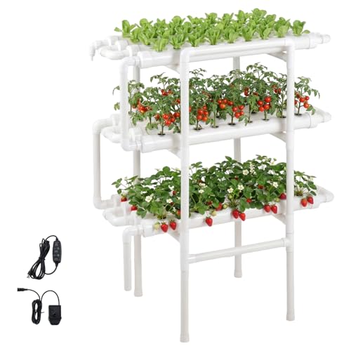 VEVOR Hydroponics Growing System Kit, 3-Tier 108 Sites UPVC Pipe Hydroponic Grow Kit with Timed Irrigation, Thickened Hydroponic Pipes, Indoor Home Garden Vegetable Planting Grow Kits for Fruit Herb by VEVOR - Image 3