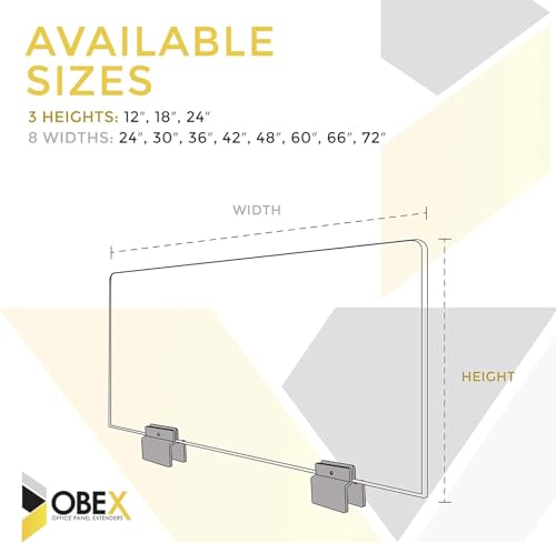 OBEX Acoustical Cubicle Privacy Screen Extender Desk Panel & Office Divider, Add Separation & Block Noise, 12" x 30", Overcast miniatura 6
