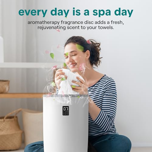 Image of SereneLife Towel Heater for Bathroom & Spa | Portable Large Bucket Style Towel Warmer with Timer | 21L Luxury Electric Heater for Oversized Towels, Robes & Blankets | Auto Shut-Off | Fragrance Discs