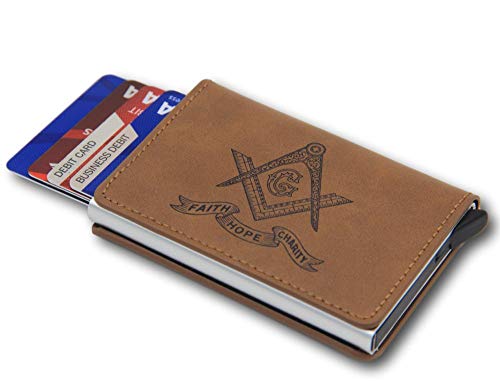 Quality PU Leather RFID Card Holder Wallet with Masonic Symbol2