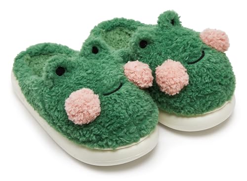 Solyinne Women's Cute Frog Slippers - Winter Warm Fluffy Fleece Indoor Outdoor Shoes4