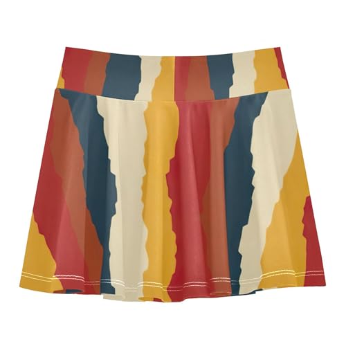 Joisal Girls' Shorts Athletic Skorts Geometric Stripes Skirts with Shorts Kid Teen Flowy Skirt 3t2
