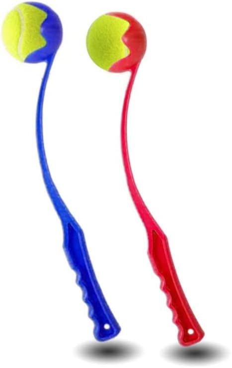 MNQ® Dog Ball Launcher (Pack Of 2), Dog Ball Launcher Thrower - Toys for Dogs - Ball Thrower Assorted Colours With 2 Tennis Balls