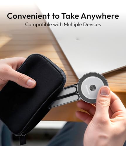 Image of KAPAVER HaloStand 5in1 Portable Magnetic Aluminum Alloy Stand, 360 Adjustable Laptop, Tablet, Phone Holder with 8-Level Height Adjustment & Foldable Design (Cosmic Gray)