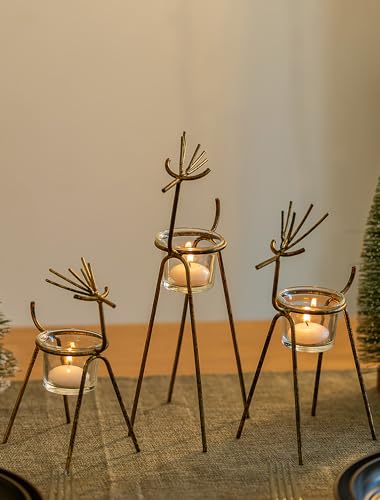 Sziqiqi Hirsch Teelichthalter Weihnachten Tischdeko: 28cm Rentier...