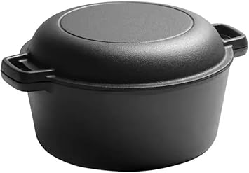 Cast Iron Double Dutch Oven Pot with Skillet Lid 5 Quart