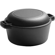 Cast Iron Double Dutch Oven Pot with Skillet Lid 5 Quart