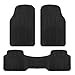 BDK NMT-020 Black CarXS Proliners Classic Rubber Floor Mats-3pc Front & Rear Heavy Duty Diamond Grid for Car Truck SUV Van