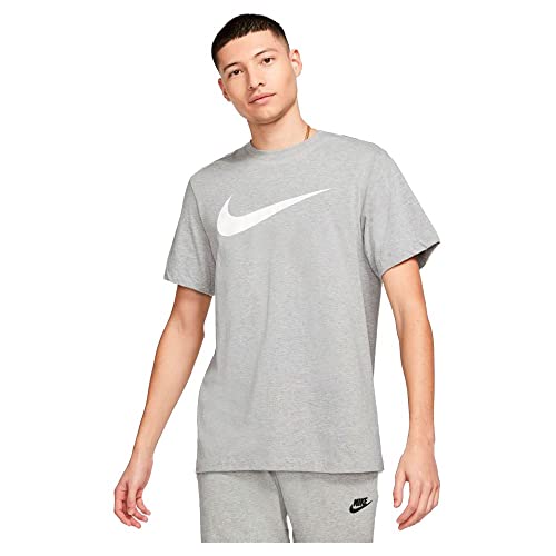 Nike M NSW tee Icon Swoosh Top, Gris y Blanco, Medium Hombres