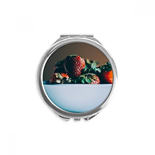 Miroir rond de poche fraises fraîches pour maquillage nomade de 2,6 pouces