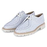 Blockabsatz Brunate Damen Schnürschuhe/Halbschuhe Blau-Grau Glattleder, 12-Italienisch:39, Color:blau-Kombi