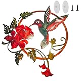Vehookin Round Metal Hummingbird Wall Art Decor-Outdoor/Indoor Rustic Bird Wall...