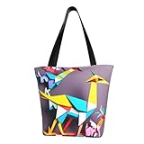 Unkhtt Origami - Bolsa de hombro multiescena multicolor con grullas de papel, para playa, para senderismo, compras, vacaciones, etc