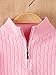 Danny D Boys Girls Quarter Zip Chunky Cable Sweater Round Neck Thick Needle Knit Pullover Sweaters Cable Knit Sweater (US, Age, 4 Years, Pink)