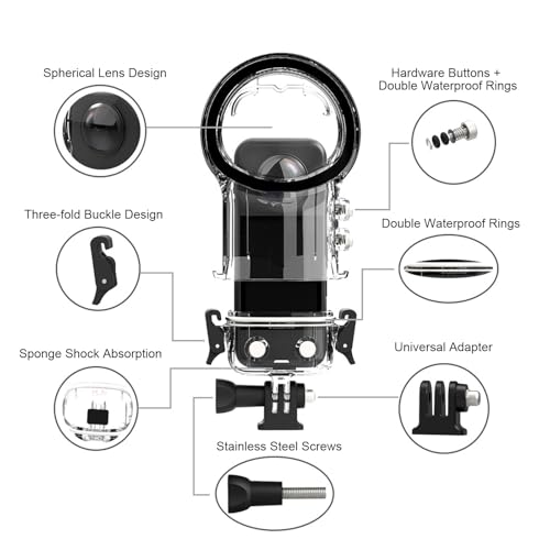 Para Caixa de Mergulho Invisível Insta 360 X4, IPX8 à Prova D'água até 50 M (164 pés) de Carcaça de