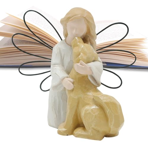 Générique Statua Di Cane Angelo – Figura A Mano, Scultura Di Animale Dipinto, Modello Di Protettore Alato, Simbolo Di Benedizione Da, Ornamento Di Memoria Zen | per Il Salone Bay